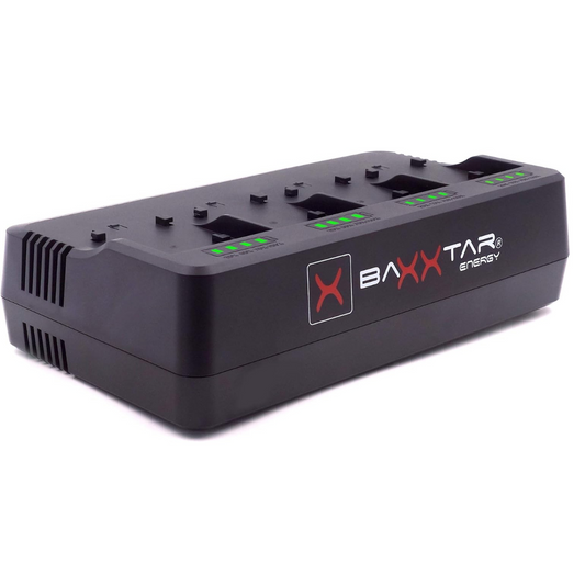 Baxxtar Pro, 4 channel charger (2A per slot) - compatible with all batteries in the Sony NP-F series NP-F550 NP-F750 NP-F970 NP-F990 NP-FM500H etc.