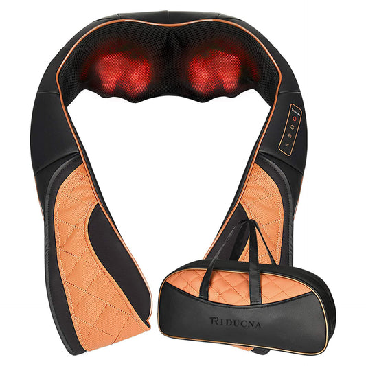 Shiatsu Neck Shoulder Back Massager with Heat and Carry Bag - Electric Massage Pillow with Deep Tissue Kneading for Lower Back, Calf, Leg Massage - Use at Home, Office, and Car