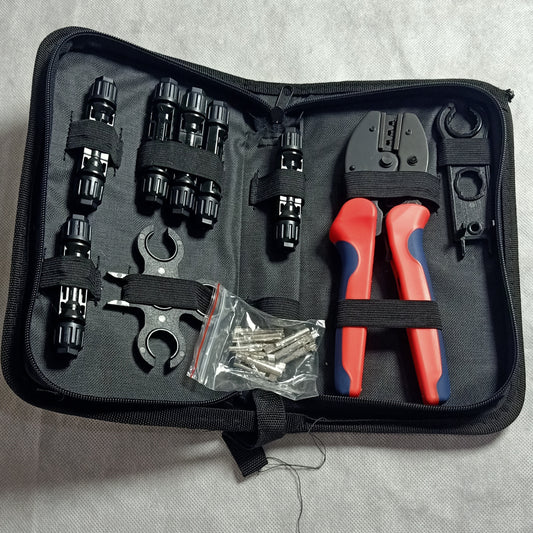 Solar Crimping Tool Set for 2.5/4.0/6.0 mm² PV Cable, with Crimping Tools, 6 Pairs of Cable Connectors and 1 Pair of Wrench, for Solar Panel Cable Connection (Wire Crimping Tool Set)