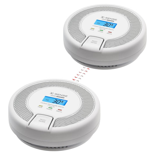 X-Sense Networkable CO Detector with Digital Display, Carbon Monoxide Detector with Replaceable Battery, Certified According to EN 50291, CO03D-W, Set of 2