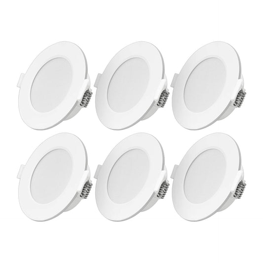 LED Spotlight Recessed Ultra Flat 6 W 230 V LED Spots IP44 Warm White Set of 6 Recessed Lights LED Installation Depth 26 mm Mini Slim Ceiling Spots for Bathroom Living Room [Energy Class F]