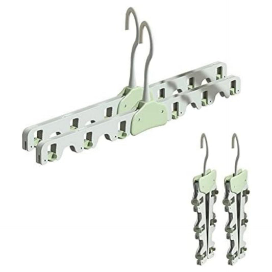 Clothes Airer 6 Pegs Foldable Plastic Clothes Hanger for Home, Camping, Holiday, Pack of 2 (White + Green)