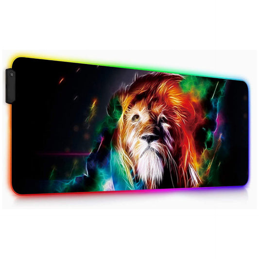 RGB Gaming Mouse Mat by MARCELEN Large Pads 800x300x4mm Led Mousepad Soft Computer Keyboard Mice Mat for MacBook, PC, Laptop, Desk Gaming Mouse Pads Lion