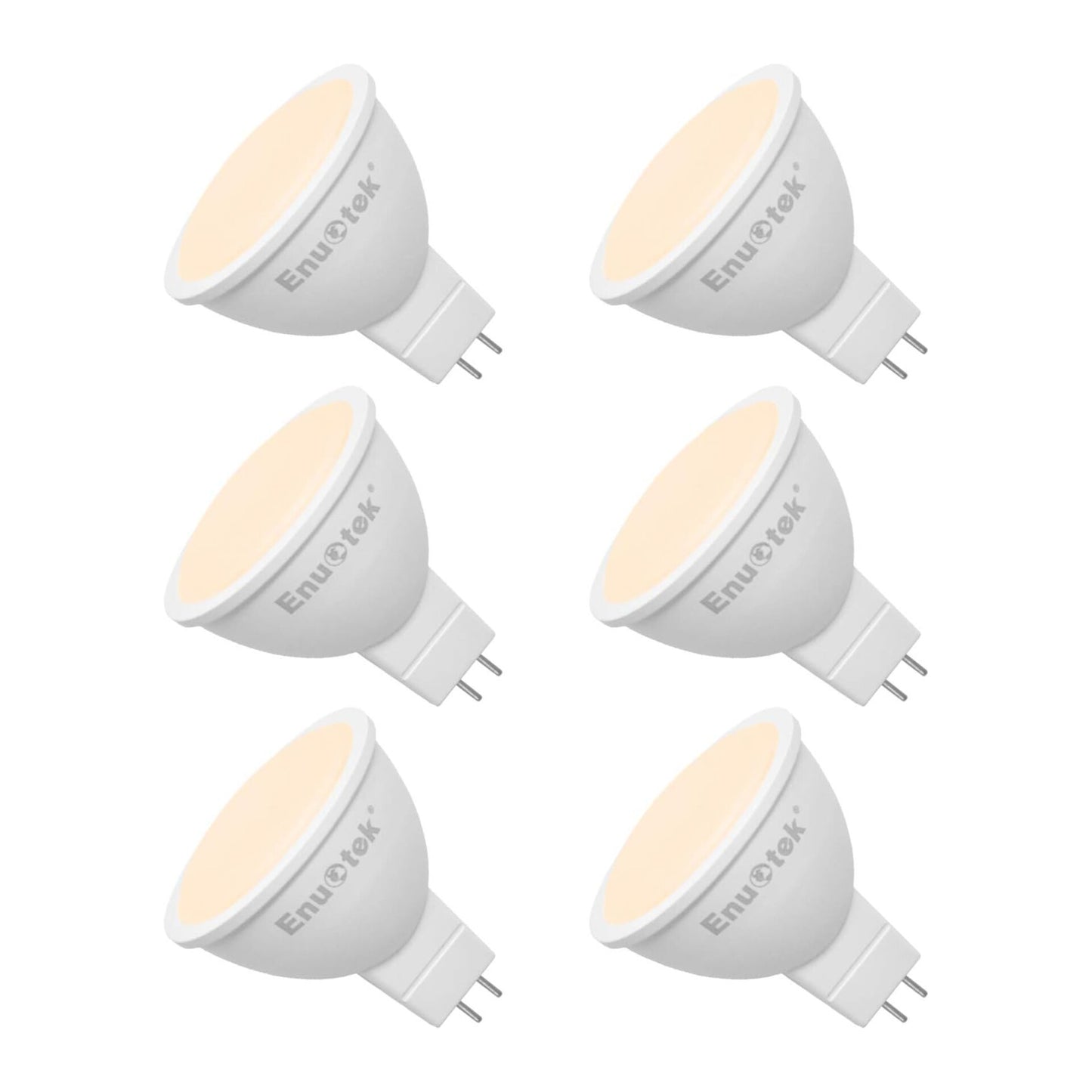 MR16 GU5.3 LED Spot Light Bulbs Spotlights 7W 650Lm 120 Beam Angle Warm White 3000K 12V AC DC GU5.3 Bi-Pin Base Not Dimmable Replace 60W Halogen Lamp 6 Pack by Enuotek