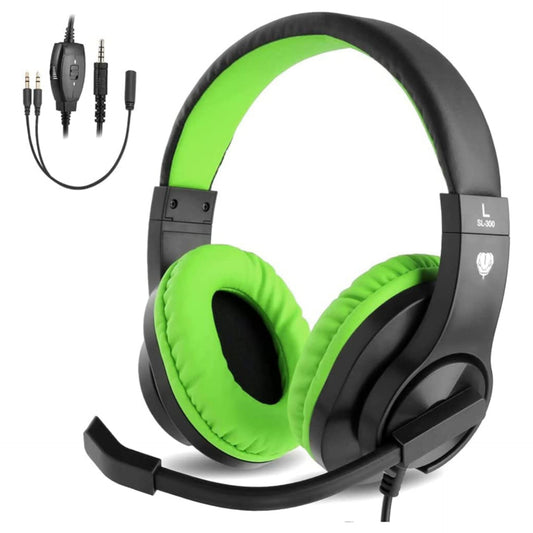 Gaming Headset by BlueFire, Stereo 3.5mm Over-Ear Gaming Headphones fo PC, Kids Headphones with Mic and Volume Control for Study/Online Course(Green)