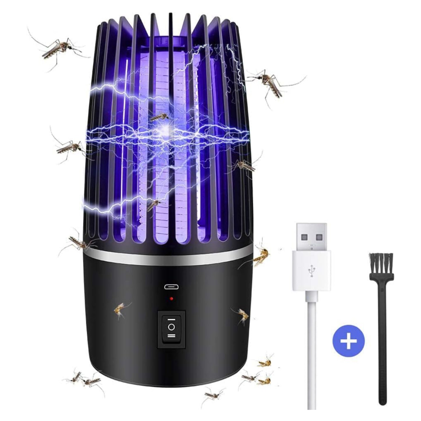 Thehomeuse Mosquito Repellent, Electric Mosquito Killer Lamp USB Rechargeable Insect Fly Trap 2in1 Night Light Indoor Outdoor Powerful Attractive for Garden Patio Camping Black030232