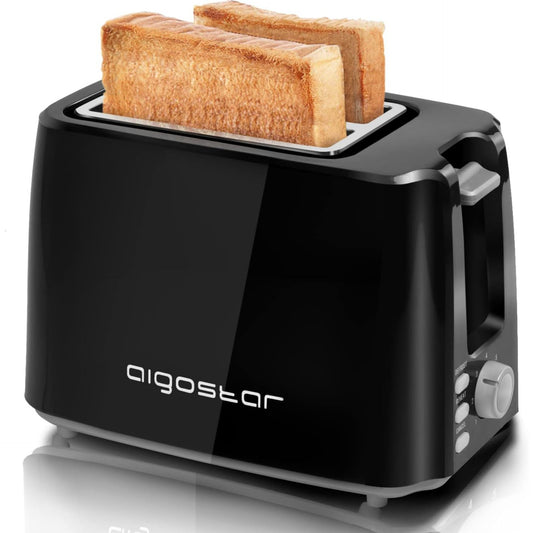 2-Slice Toaster by Aigostar, 750W, 7 Variable Browning Settings, Defrost, Reheat and Cancel Functions, Auto Shut-Off, Black, BPA Free - Warrior 30KHK