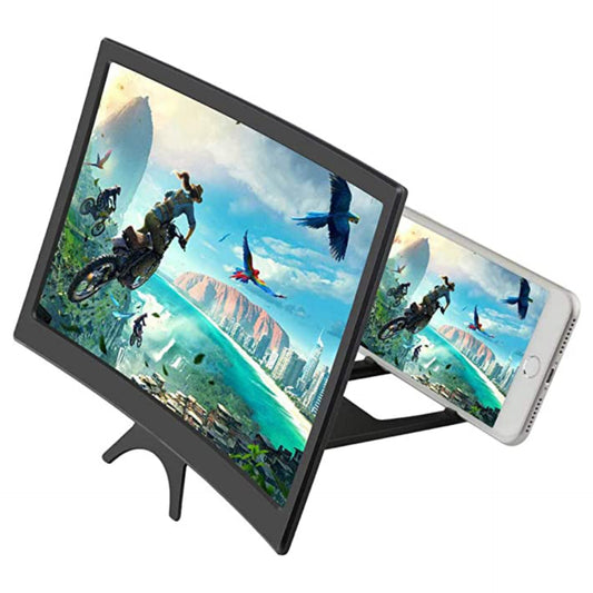 Screen Magnifier by Tensphy, 30.5 cm / 12 Inches, Smartphone Screen Amplifier / Projector / Magnifying Glass - 3D Screen Phone Holder - Zoom Stand Magnifying Glass for All Smartphone Models