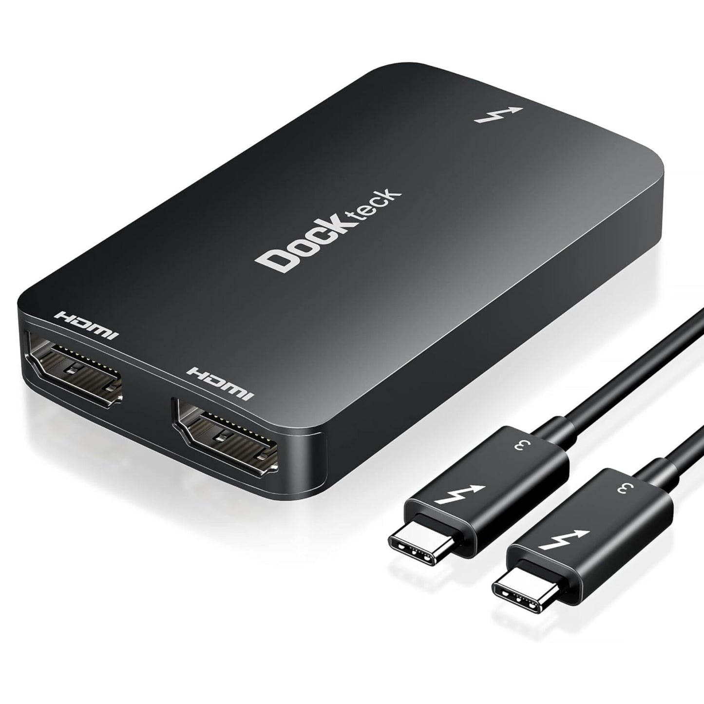 dockteck Thunderbolt 3 to Dual HDMI 2.0 Display Adapter - Up to 4K @ 60Hz Monitors, Intel Thunderbolt 3 Certified, Compatible with Mac and Some Windows Systems