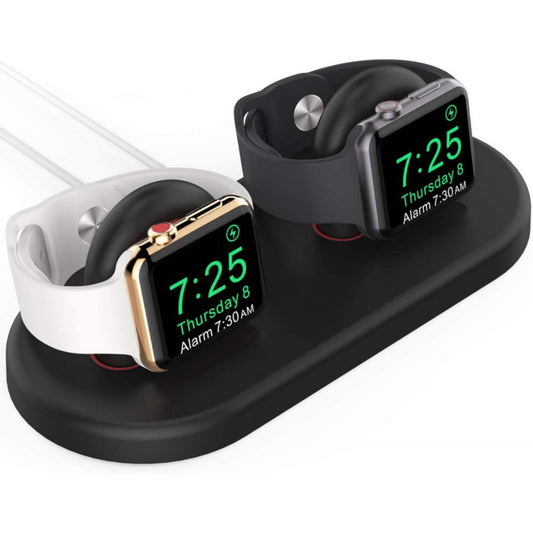 Dual iWatch Stand Charging Dock by AhaStyle Detachable ABS Holder for Apple Watch Series 8/Ultra/SE2 (2022)/7/6/SE/5/4/3/2/1(49/45/44/42/41/40/38mm)?Adapters NOT Included?Supports Nightstand Mode (Black)