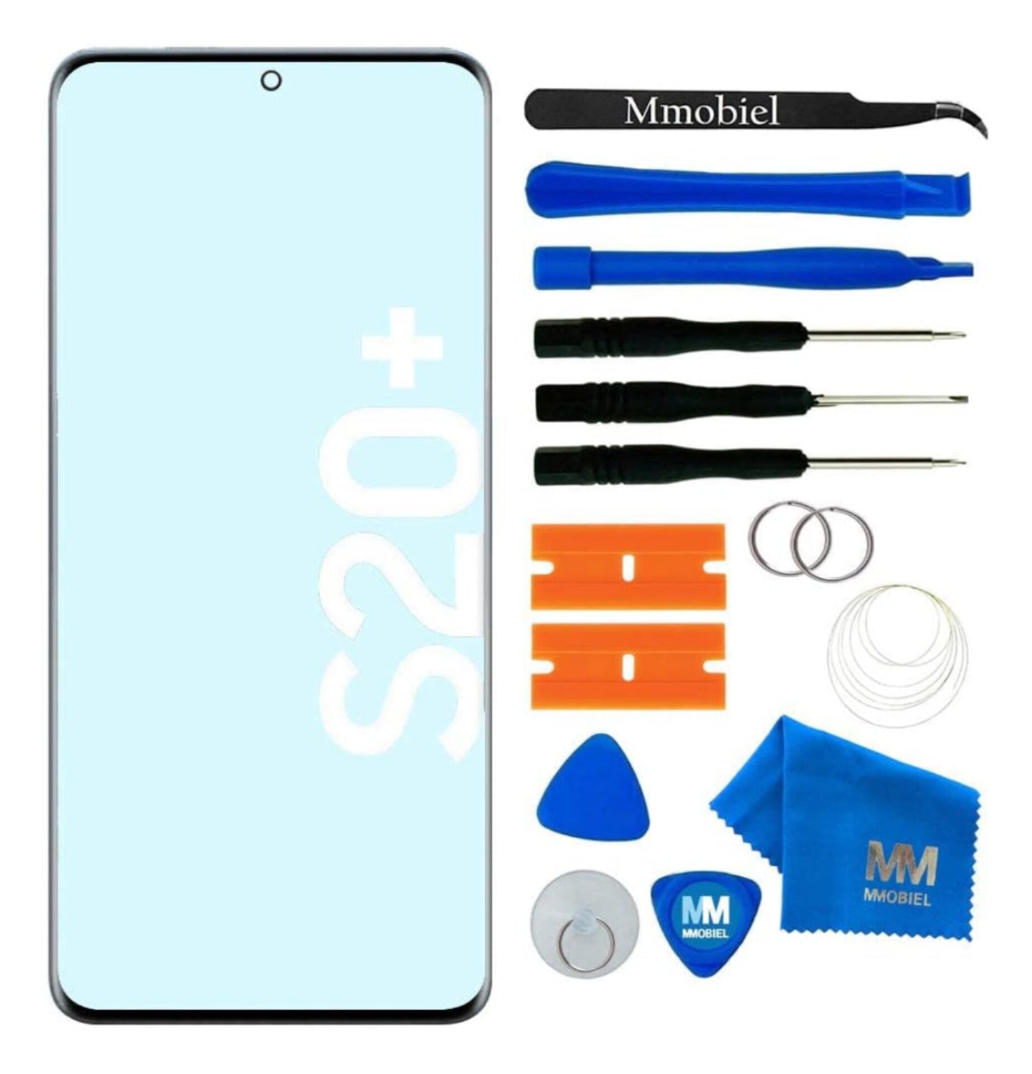 Front Glass Repair Kit by MMOBIEL Compatible with Samsung Galaxy S20 Plus SM-G985 / S20 Plus 5G SM-G986-6.7 inch 2020 - Lens Screen Replacement Repair Kit - Incl. Toolkit - Black