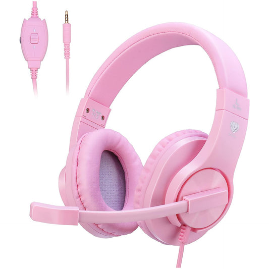 TR Turn Raise Gaming Headset for Girls Pink Wired Gaming Headset with Mic for PC, Xbox One (Pink)